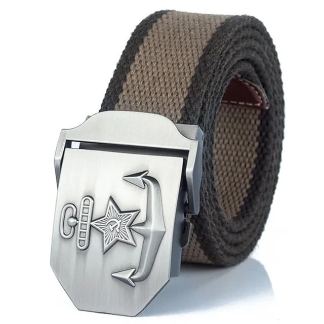 High Quality Military Navy Anchor Soviet Retired Soldiers Canvas Belt