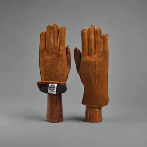 Ladies Gloves from Cognac  Curly Lambskin lined with Shearling