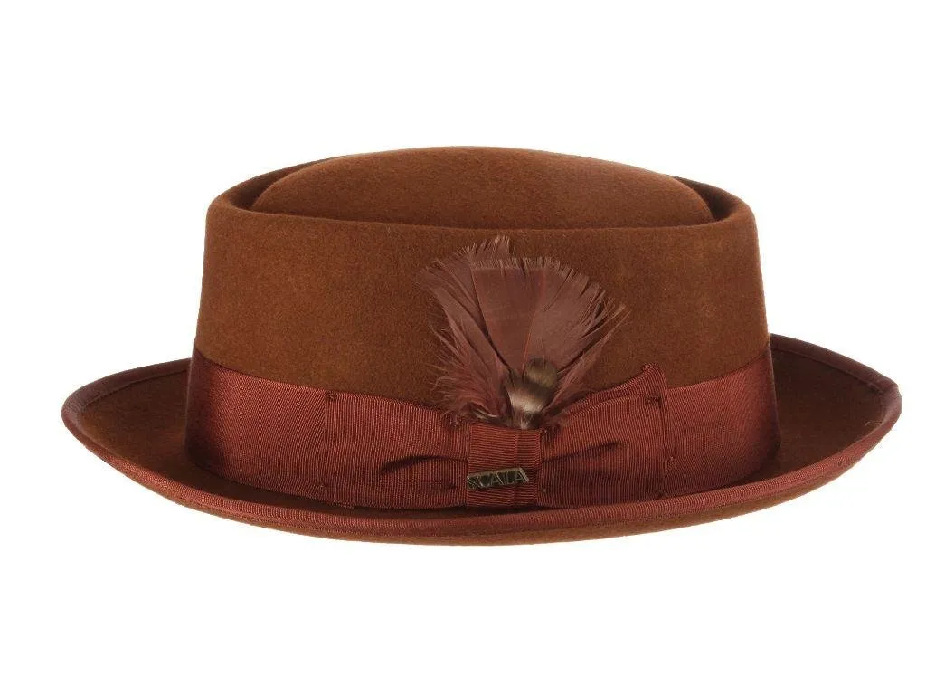 Legato - Scala WF509 Black Wool Felt Porkpie Hat