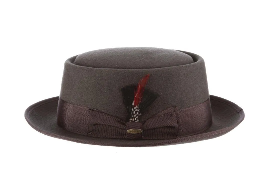 Legato - Scala WF509 Black Wool Felt Porkpie Hat