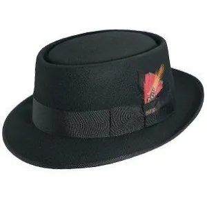 Legato - Scala WF509 Black Wool Felt Porkpie Hat