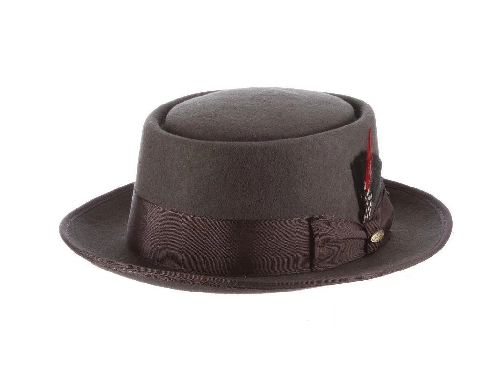 Legato - Scala WF509 Black Wool Felt Porkpie Hat