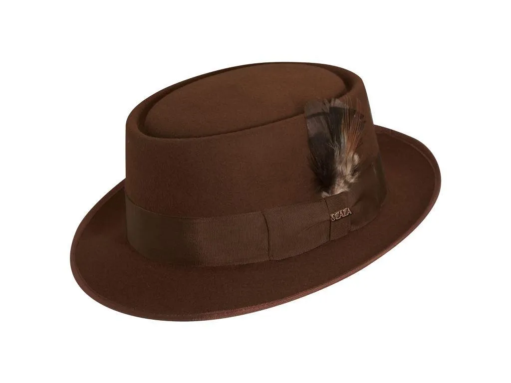 Legato - Scala WF509 Black Wool Felt Porkpie Hat