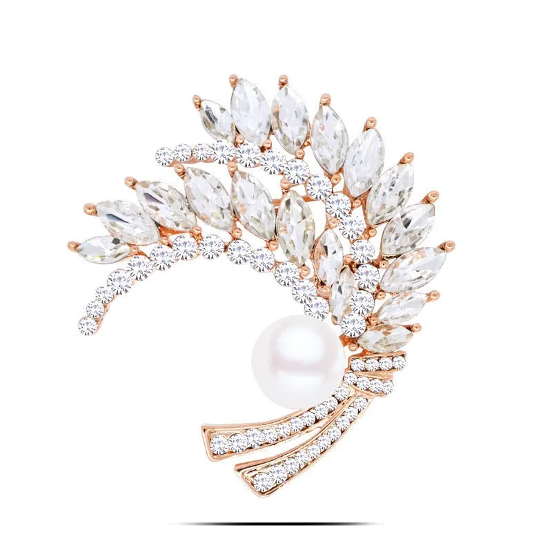 Luxury Clear Blue Red Crystal Wheat Brooch For Women