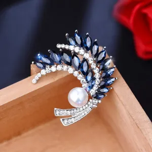 Luxury Clear Blue Red Crystal Wheat Brooch For Women