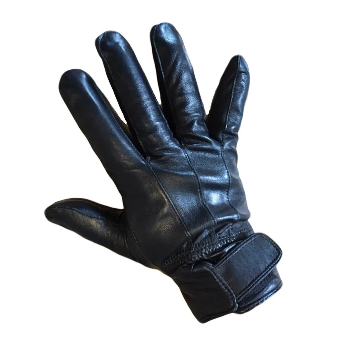 Mens Black Leather Gloves with Thermal Liner