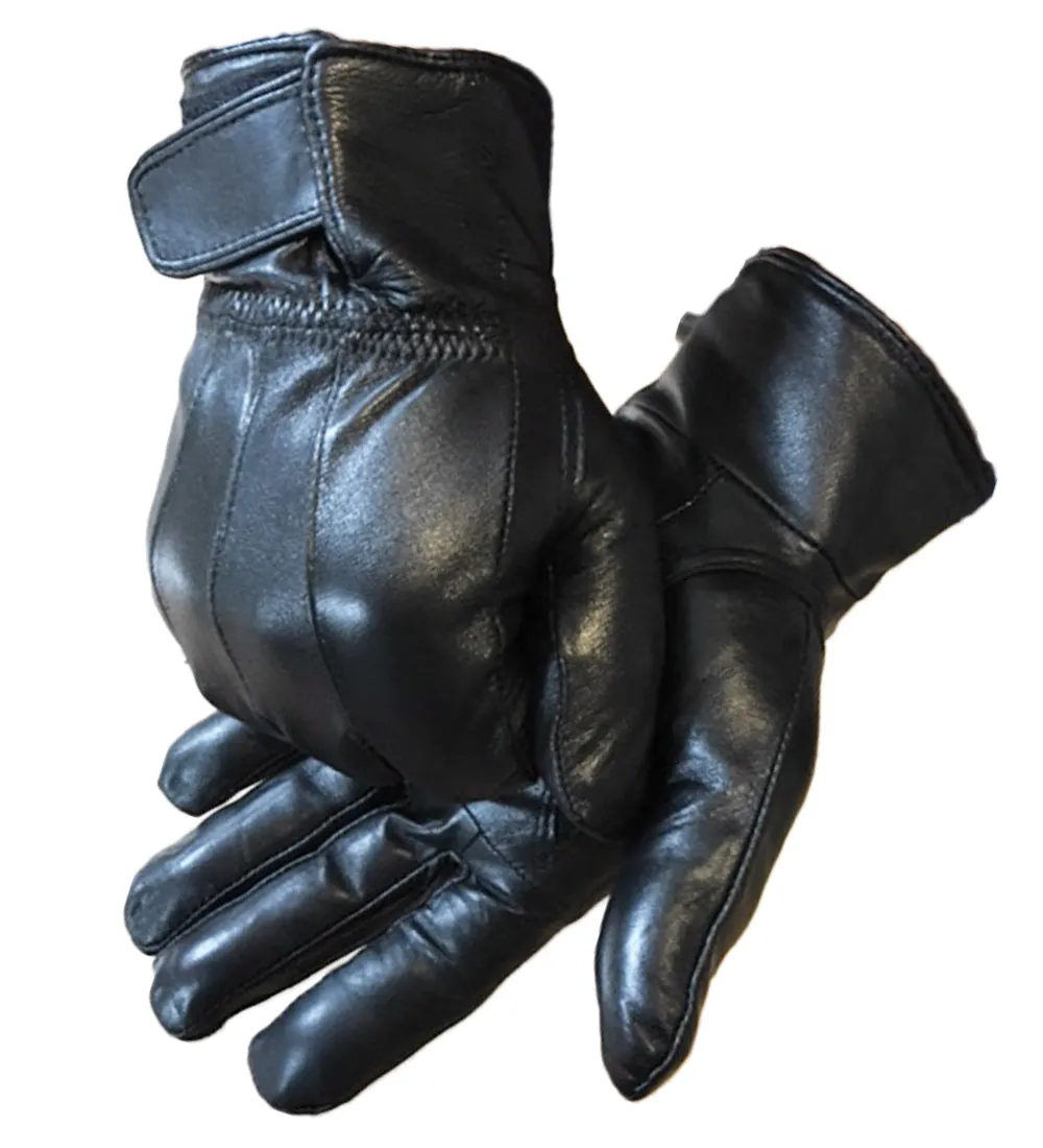 Mens Black Leather Gloves with Thermal Liner