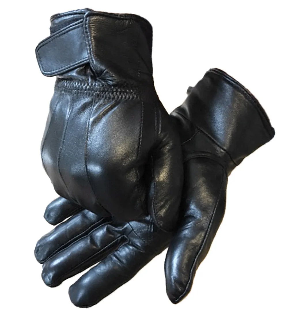 Mens Black Leather Gloves with Thermal Liner