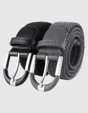 Men's Hopsack Weave 2- Pack Elastic Belt