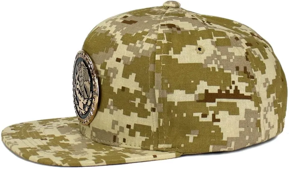 Mexico Hat Metallic Golden Federal Logo Mexican Eagle Aguila Snapback Flat Bill Baseball Cap