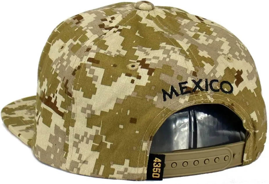 Mexico Hat Metallic Golden Federal Logo Mexican Eagle Aguila Snapback Flat Bill Baseball Cap