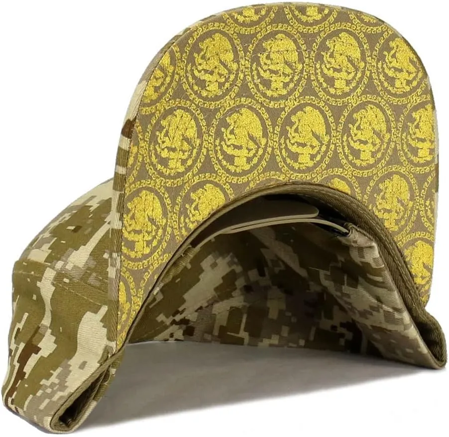 Mexico Hat Metallic Golden Federal Logo Mexican Eagle Aguila Snapback Flat Bill Baseball Cap