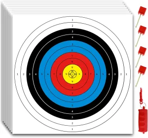 MOLFUJ Archery Targets Paper, 20pcs/50pcs Bow and Arrow Targets for Hunting Backyard, Archery Target Practice Accessories(10 Rings/5 Rings,16x16/15.7x15.7in)