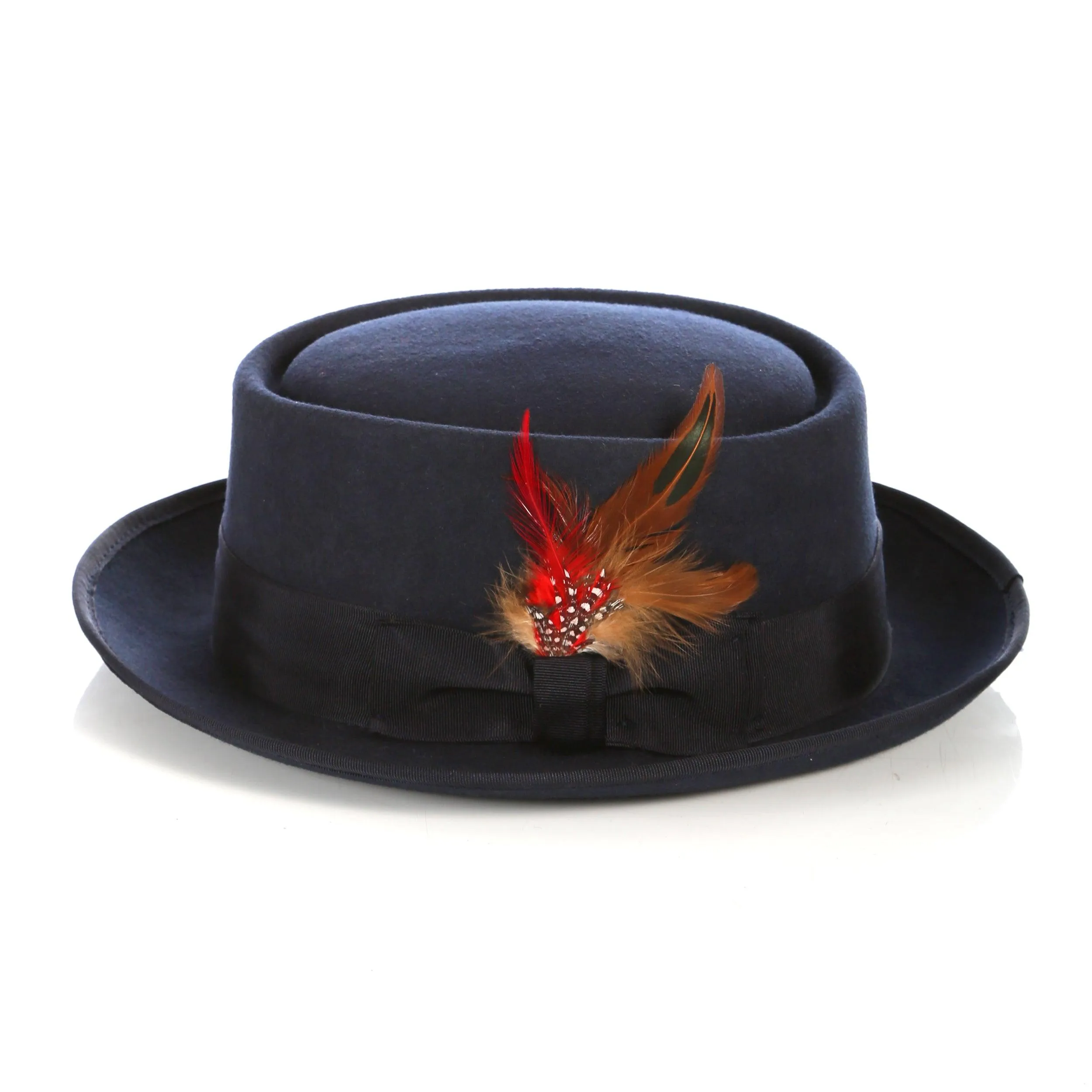 Navy Pork Pie Hat - Wool