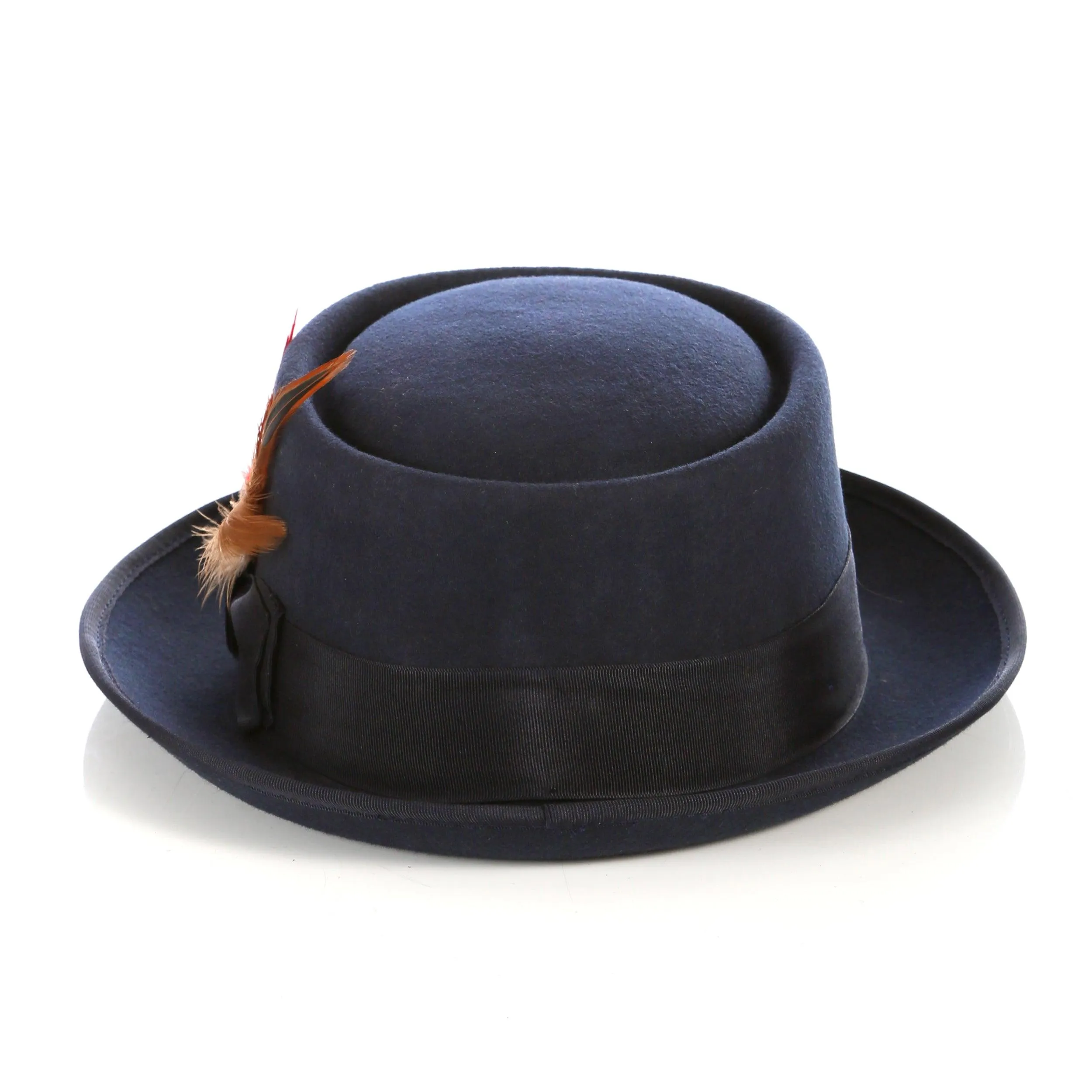 Navy Pork Pie Hat - Wool