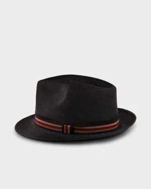 New Trilby Black Multi Stripe Panama Hat