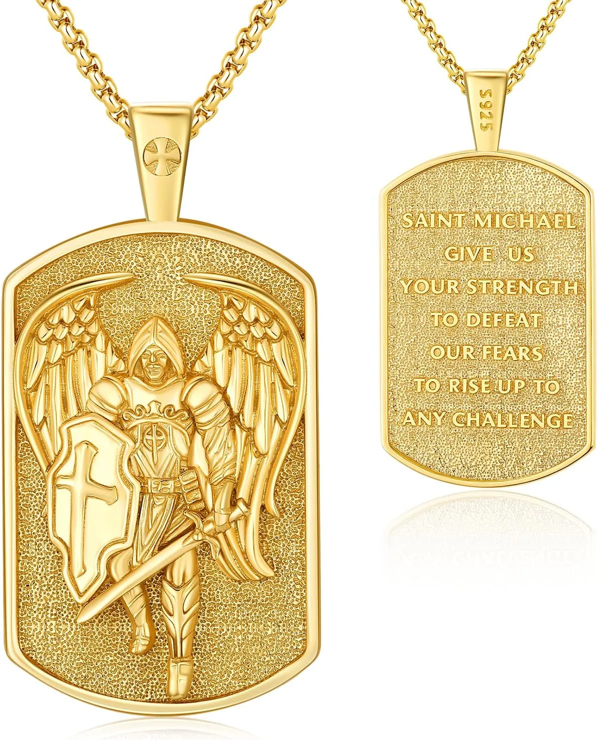 Odinstone Patron Saint Medals Amulet 925 Sterling Silver St Michael/Christopher Necklace for Mens Womens Protect Us Catholic Religious Jewelry