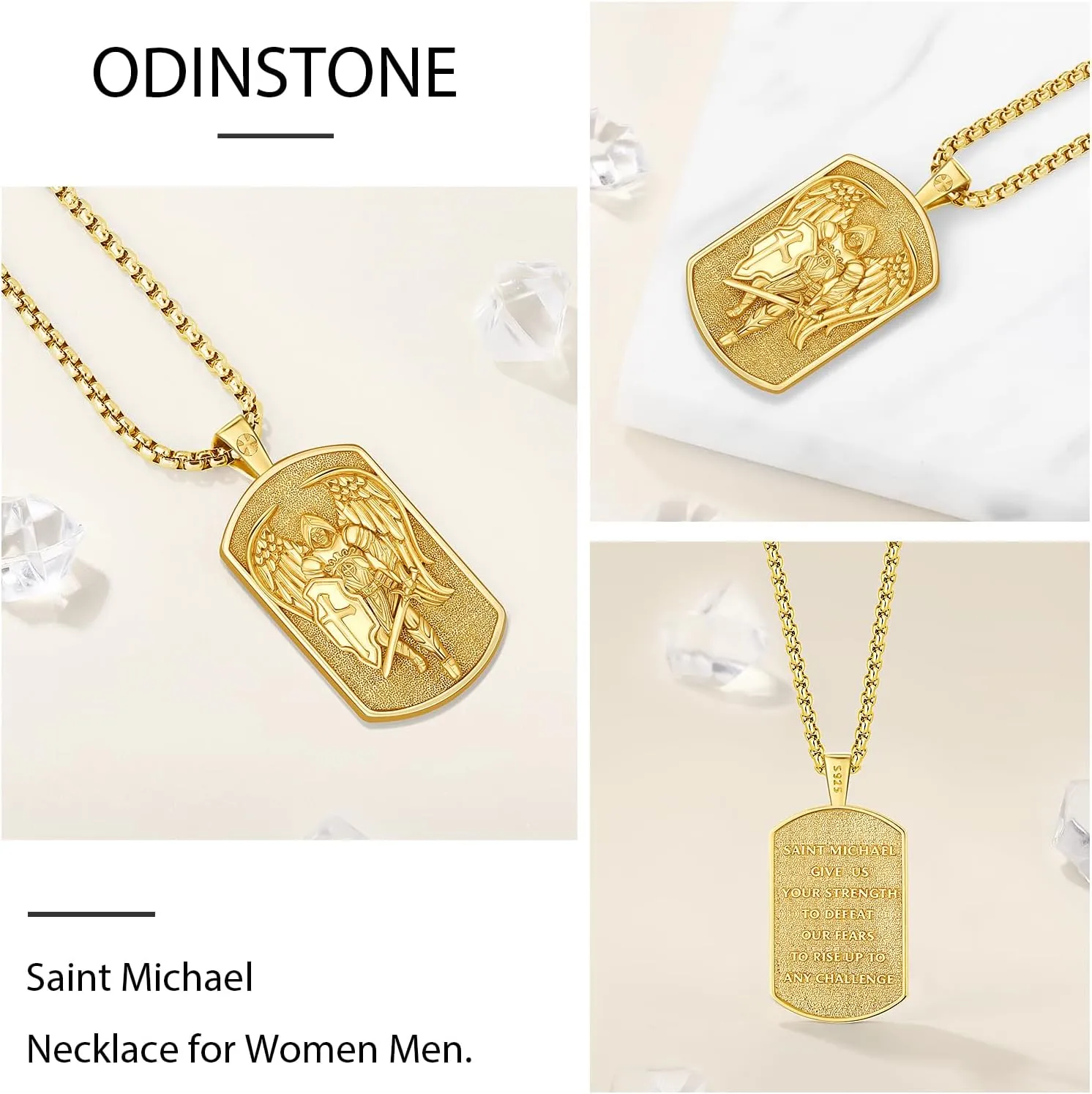 Odinstone Patron Saint Medals Amulet 925 Sterling Silver St Michael/Christopher Necklace for Mens Womens Protect Us Catholic Religious Jewelry