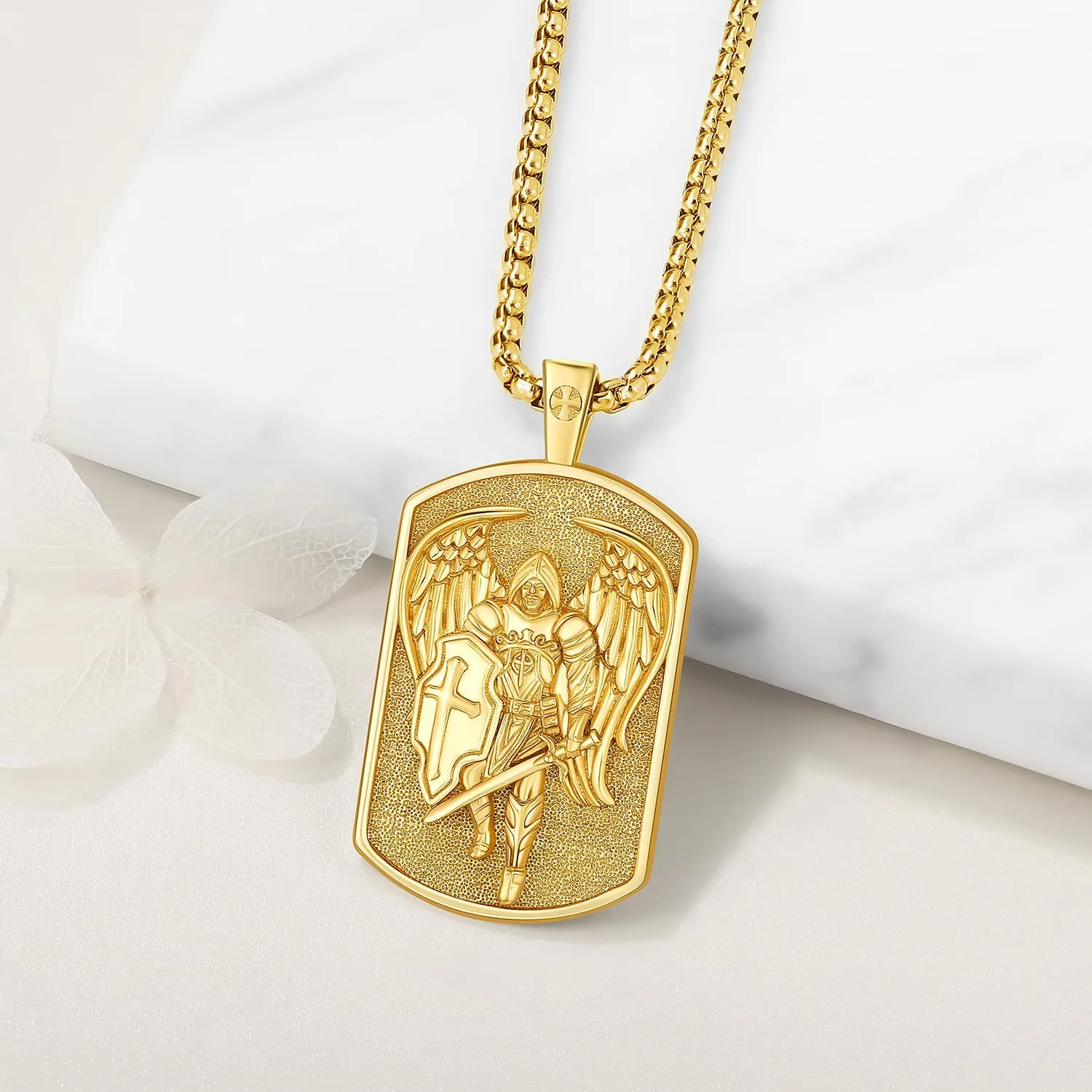 Odinstone Patron Saint Medals Amulet 925 Sterling Silver St Michael/Christopher Necklace for Mens Womens Protect Us Catholic Religious Jewelry