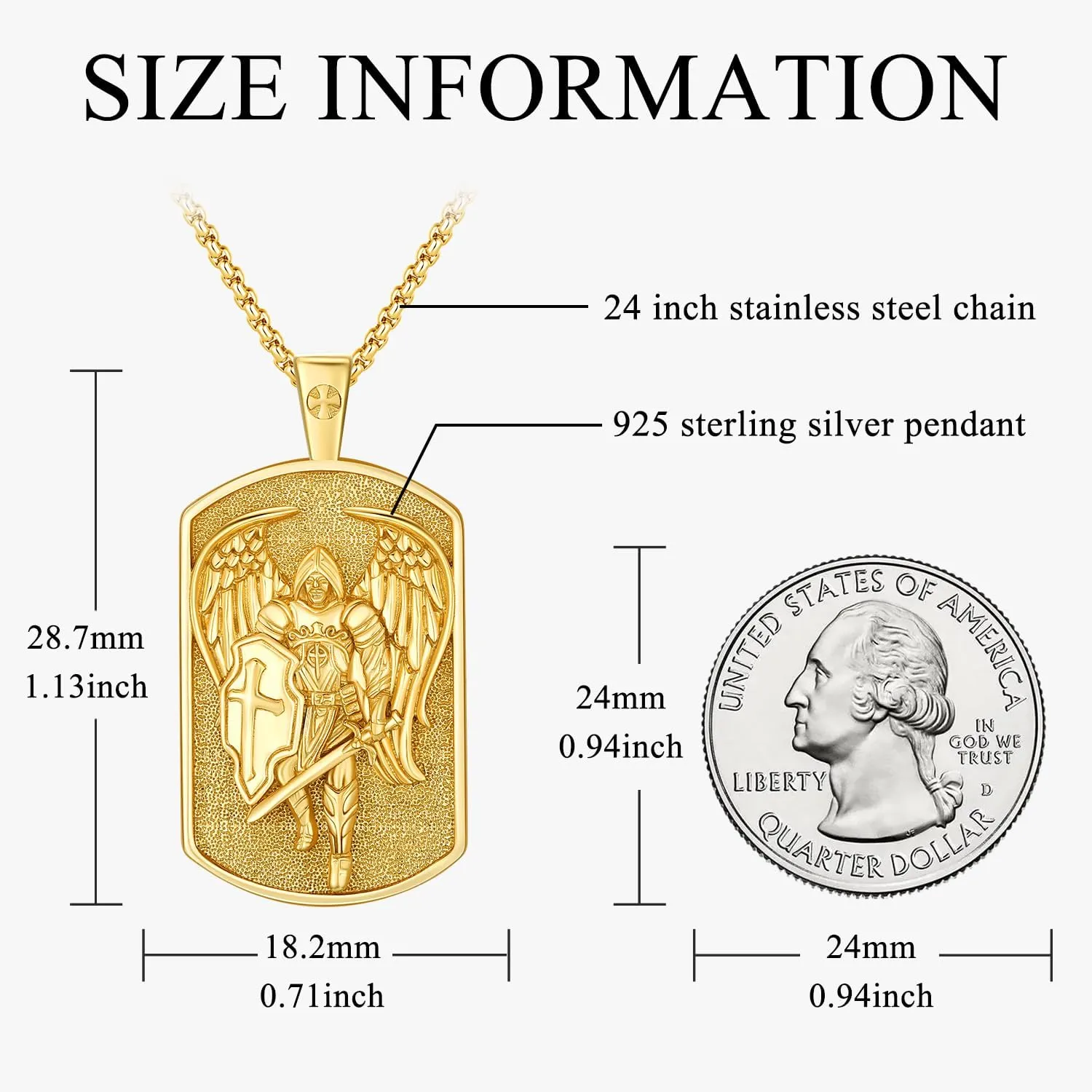 Odinstone Patron Saint Medals Amulet 925 Sterling Silver St Michael/Christopher Necklace for Mens Womens Protect Us Catholic Religious Jewelry