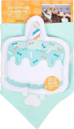 Pearhead Pet Birthday Pawty Kit, Pet Birthday Party, Includes Dog Toy, Party Hat, and Bandana, Multi One Size