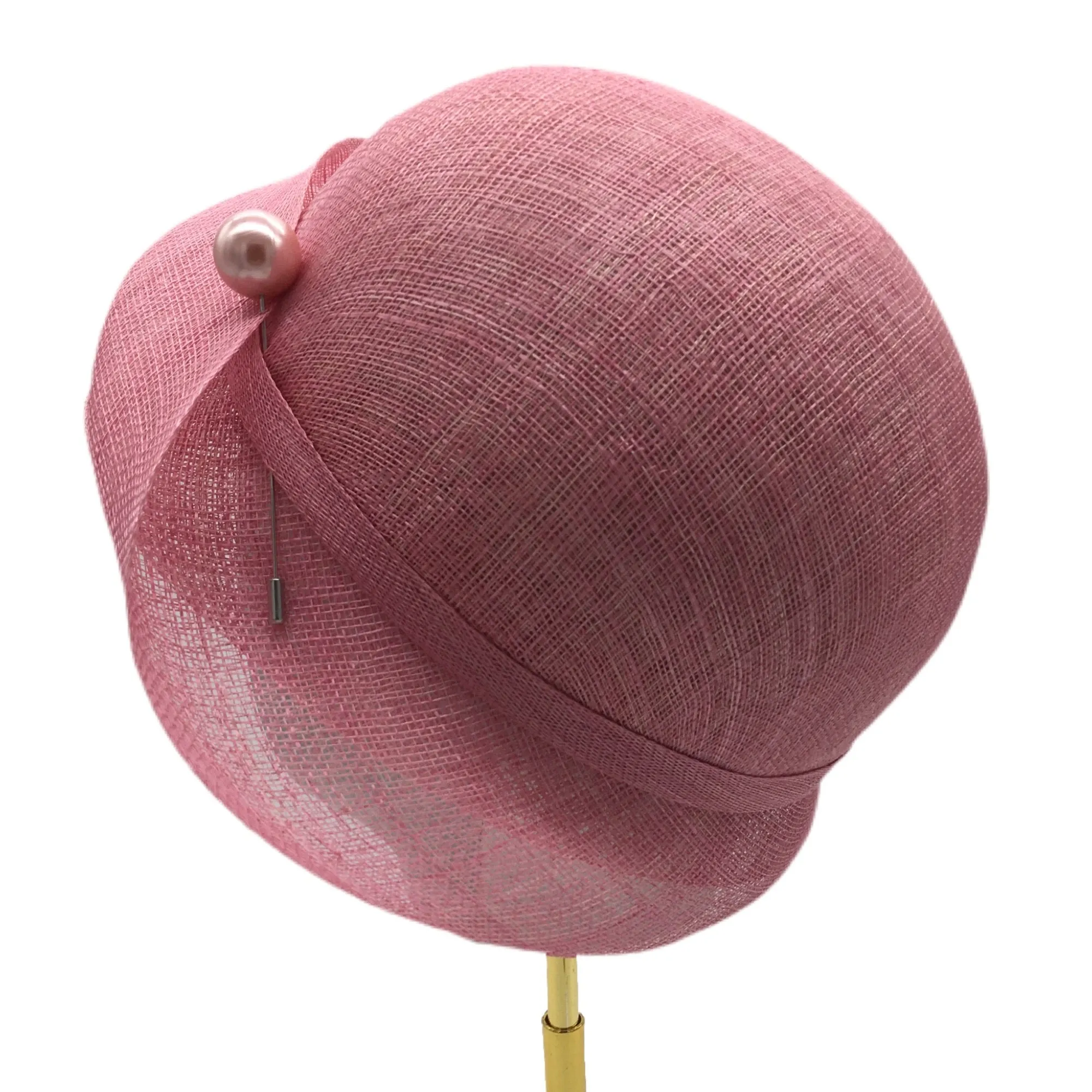 Pretty Sinamay Cloche Hat with Pin Derby, Church, Tea party Headwear