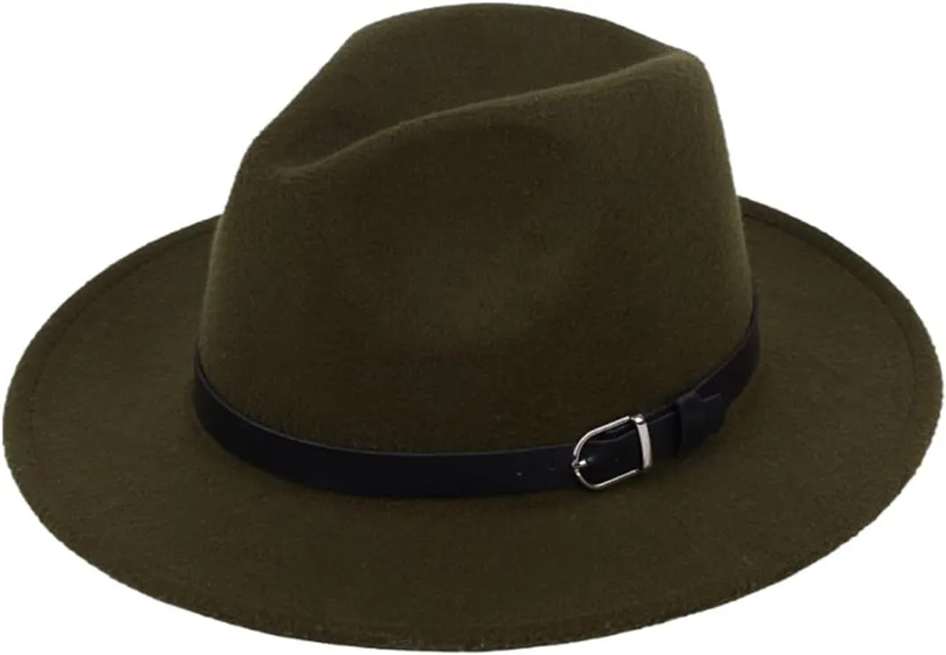 Pulcykp British Hat Men Women Imitation Woolen Winter Felt Hats Fashion Jazz Hat Chapeau ArmyGN 56-58CM