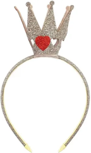 Queen of Hearts Crown Headband - Gold Tiny Crown for Women - Adult Costume Headwear - Halloween, Cosplay Party - Hand Wash Only - Unisex