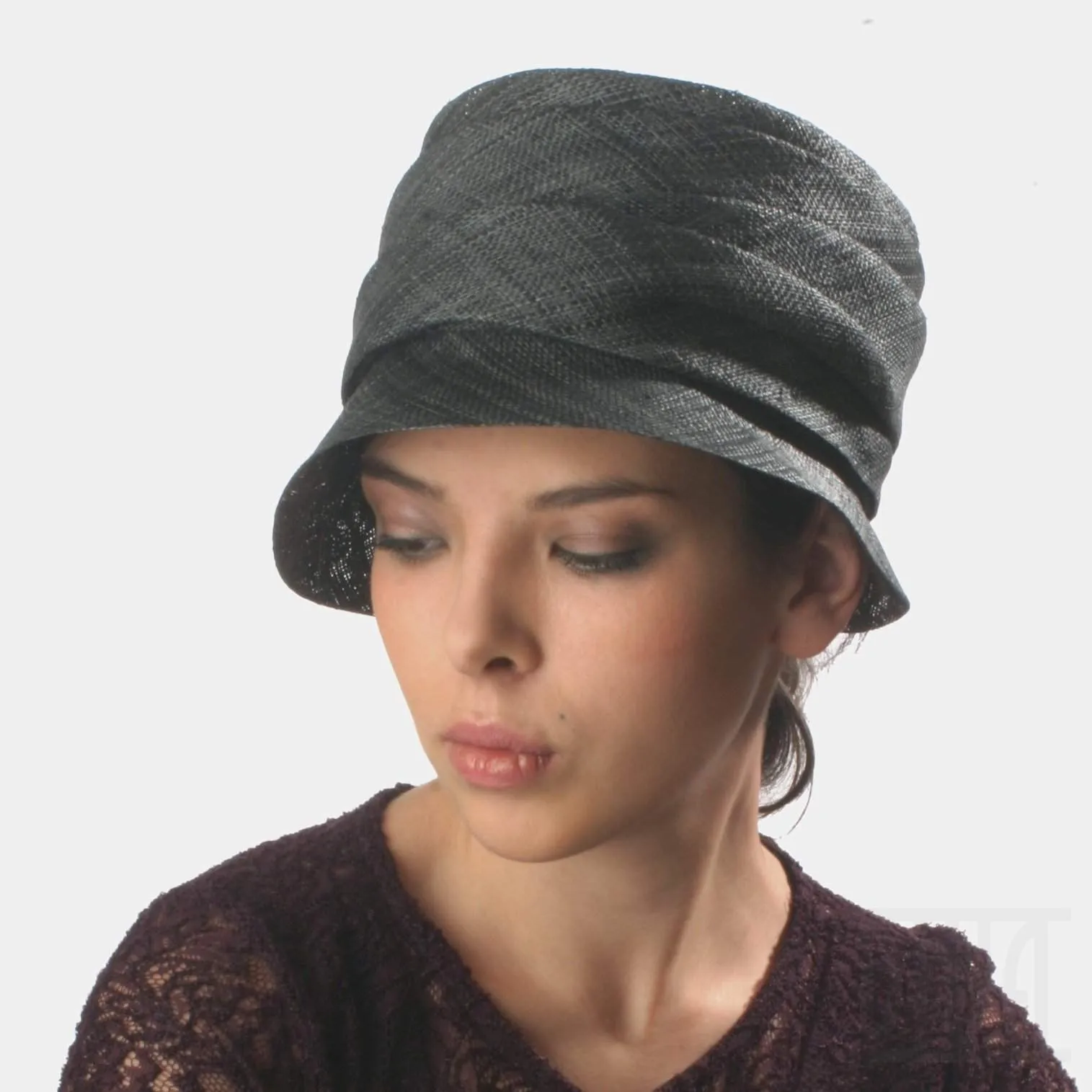 Raffia Fabric Grey Bucket Hat