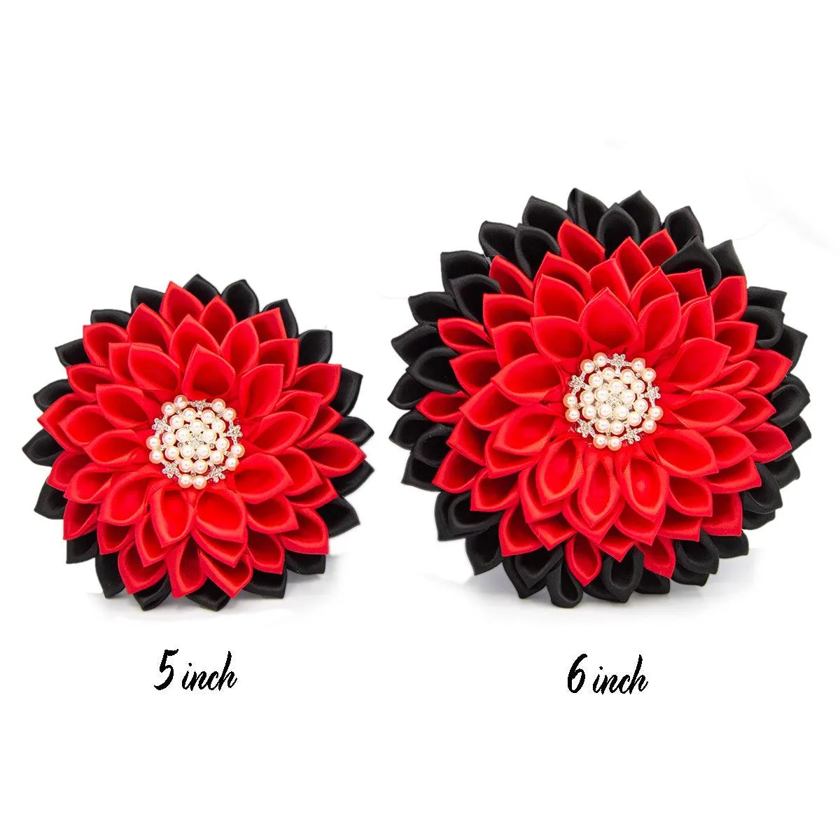 Red and Black Flower Corsage Brooch "Cicely"