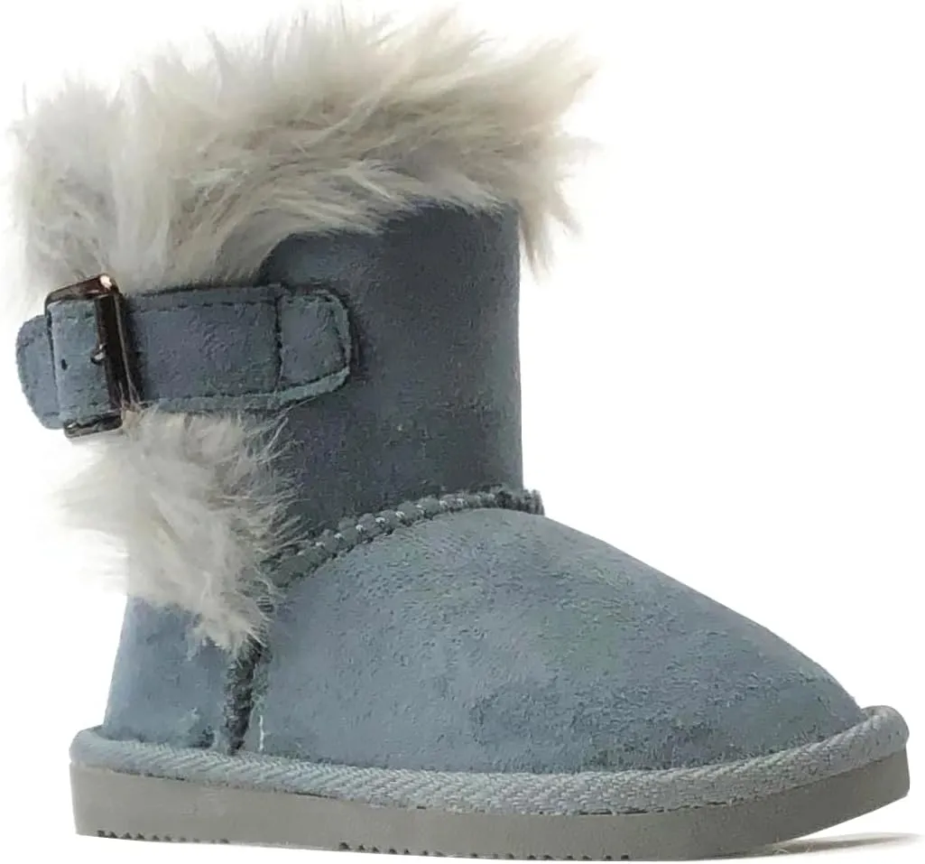 REDVOLUTION Kids Boots Toddler Girls Cute Butterfly Bow | PomPom PU leather Boot (Toddler/Small Kid)