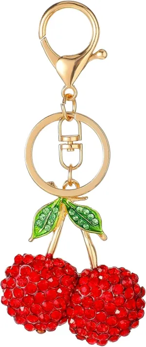 Rhinestone Cherry Keychain Cute Sparkling Fruit Cherry Bag Charms
