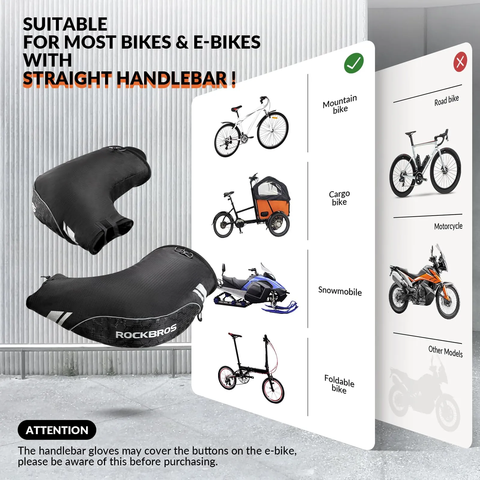ROCKBROS Bike Handlebar Gloves Thermal Cycling Gloves Windproof Waterproof