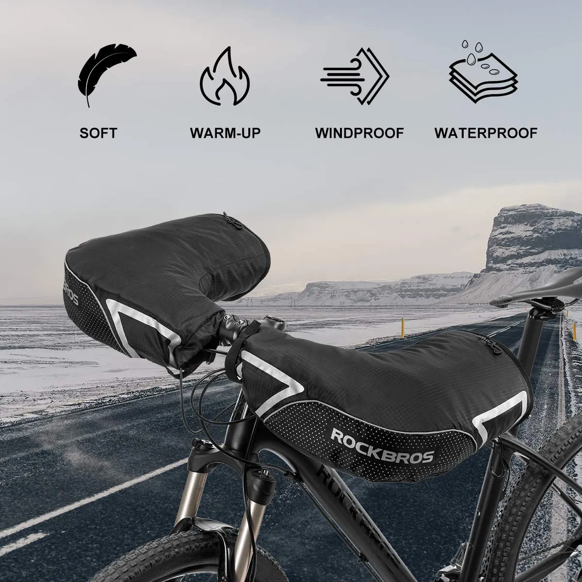 ROCKBROS Bike Handlebar Gloves Thermal Cycling Gloves Windproof Waterproof