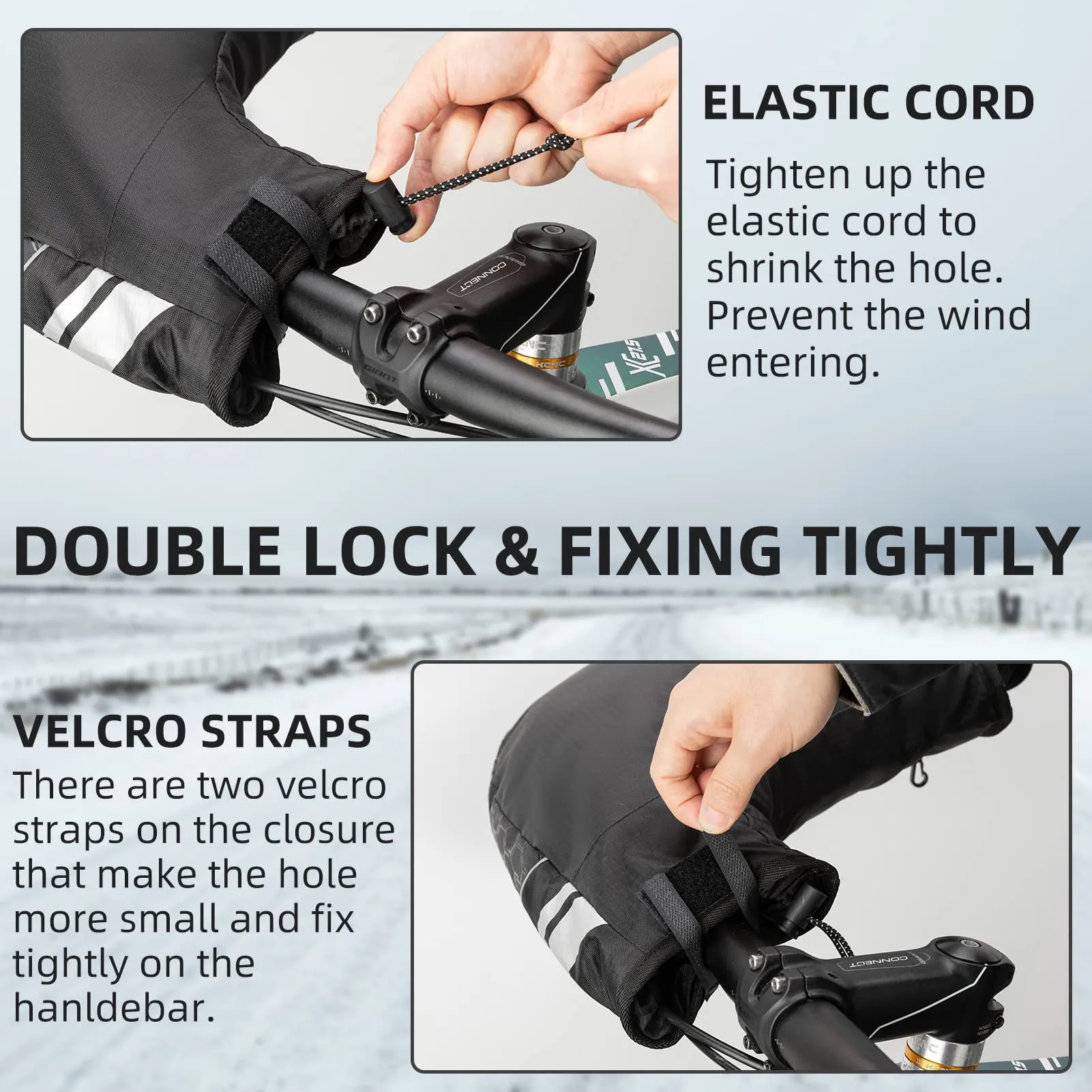 ROCKBROS Bike Handlebar Gloves Thermal Cycling Gloves Windproof Waterproof