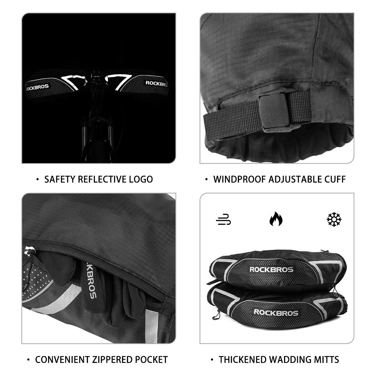 ROCKBROS Bike Handlebar Gloves Thermal Cycling Gloves Windproof Waterproof