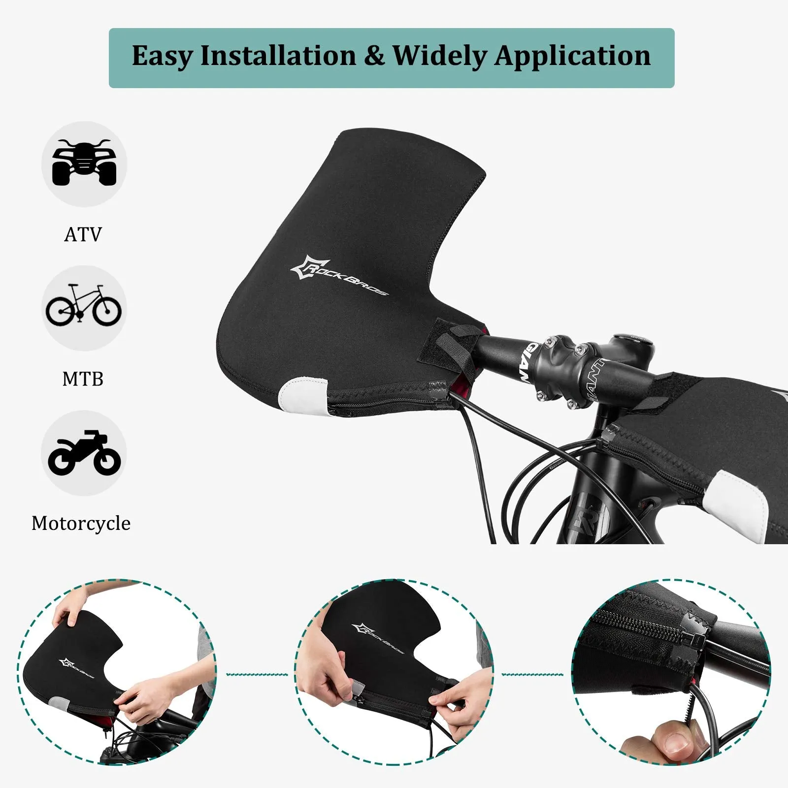ROCKBROS Bike Handlebar Gloves Thermal Cycling Gloves Windproof Waterproof