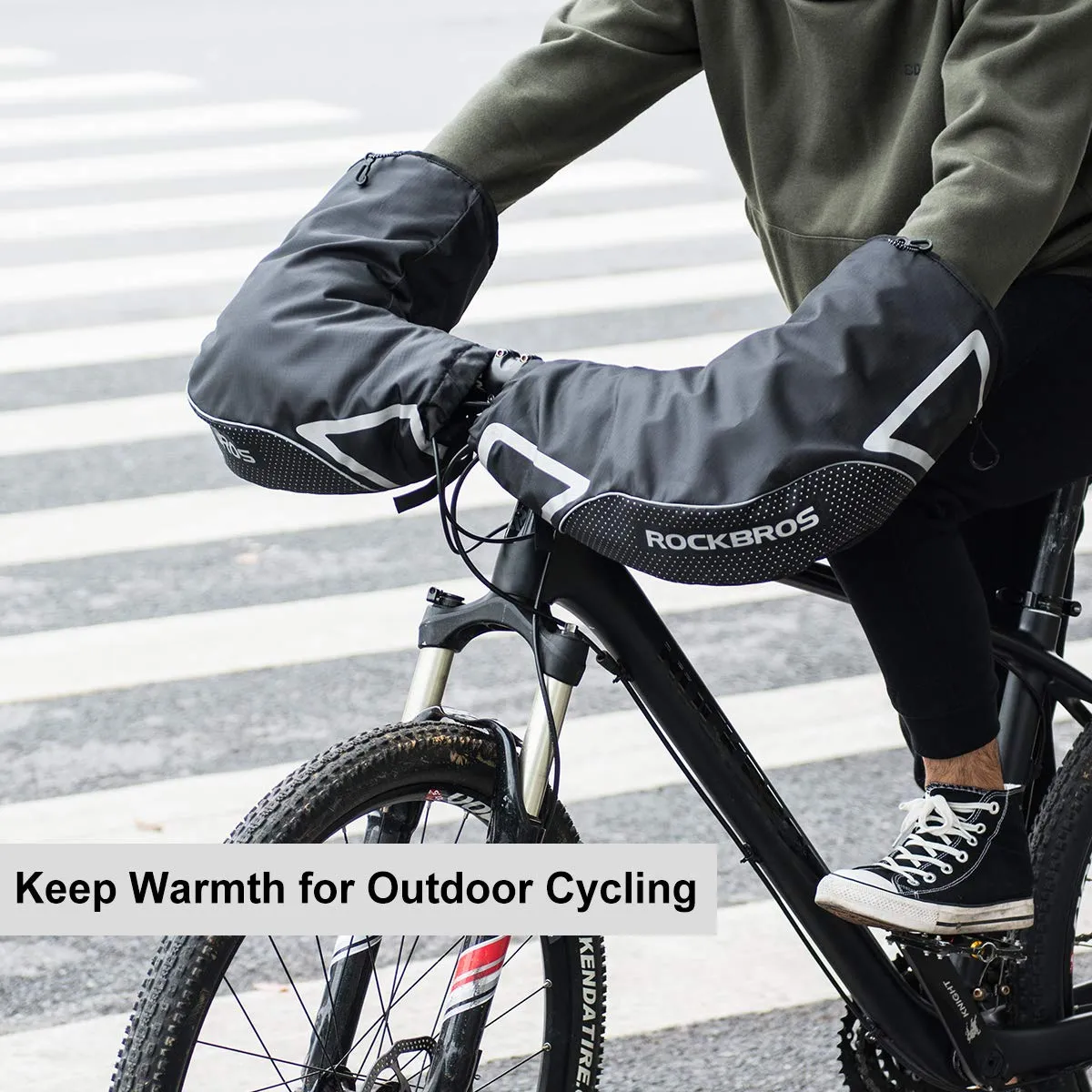 ROCKBROS Bike Handlebar Gloves Thermal Cycling Gloves Windproof Waterproof