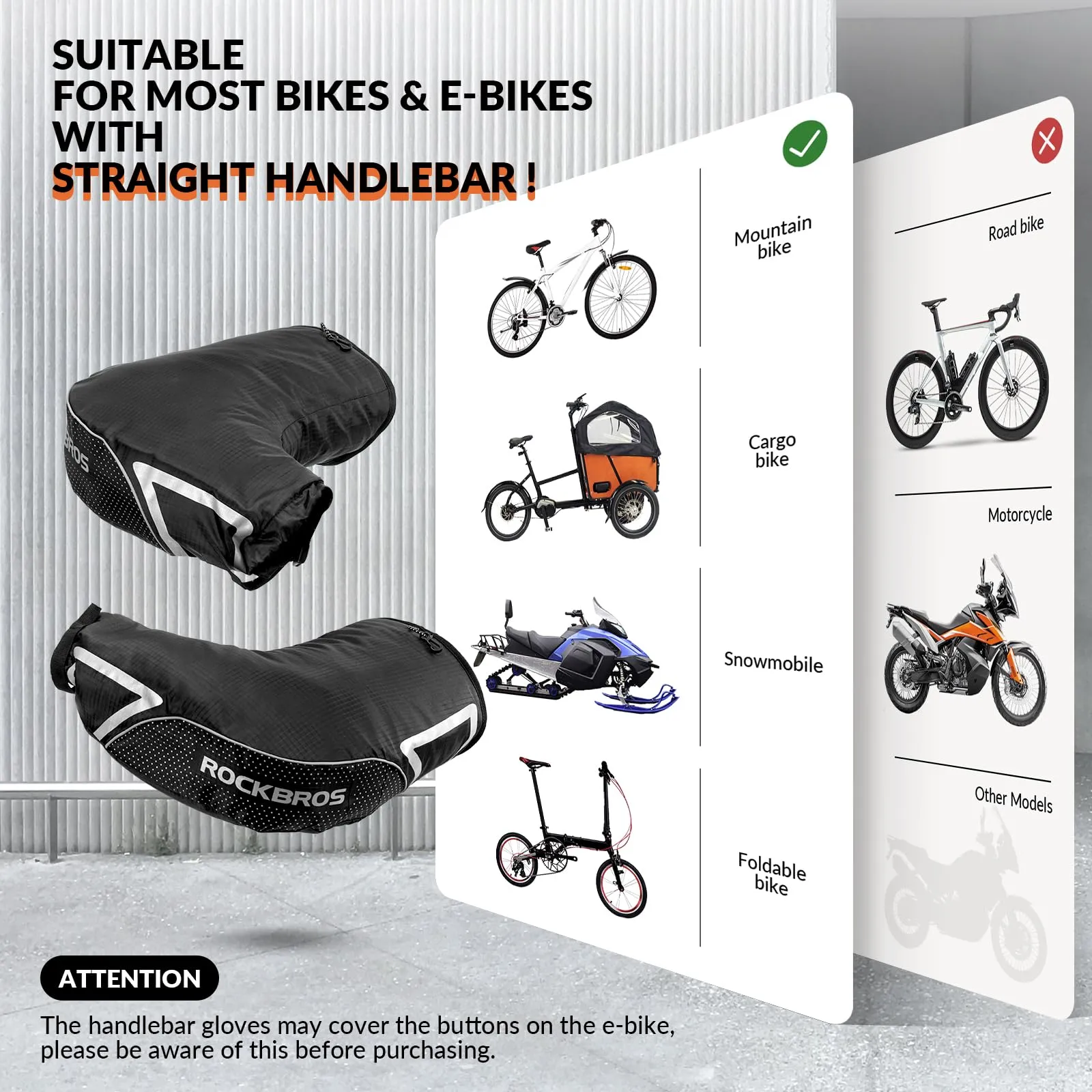 ROCKBROS Bike Handlebar Gloves Thermal Cycling Gloves Windproof Waterproof