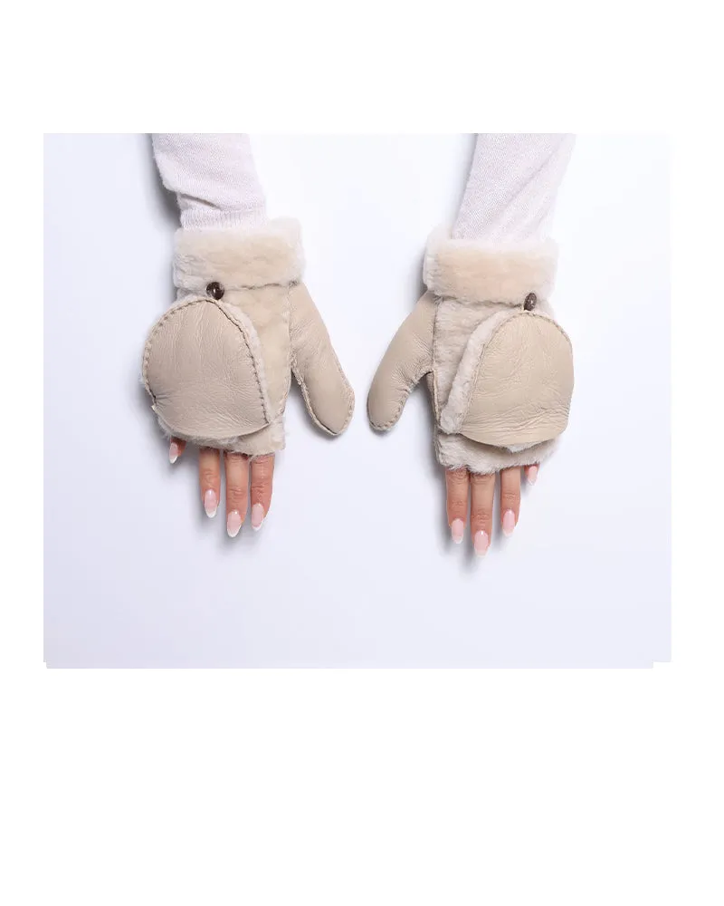 Shearling Fold Over Mittens