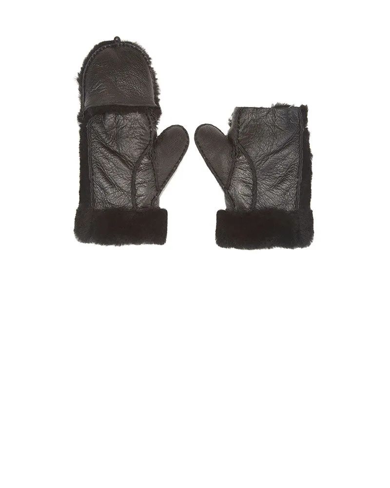 Shearling Fold Over Mittens