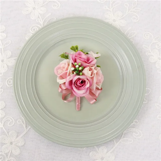 Silk Rose Corsage for Wedding Party-Mis Quince Event or Prom
