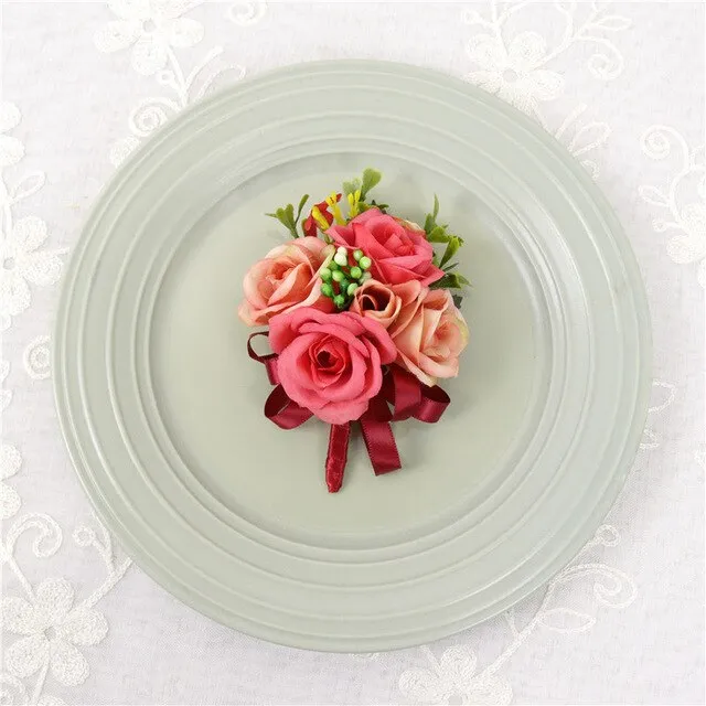 Silk Rose Corsage for Wedding Party-Mis Quince Event or Prom