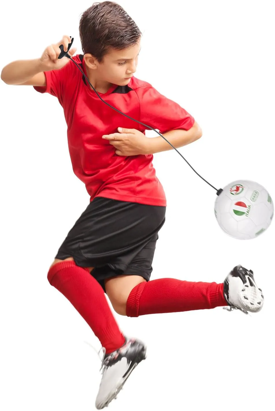 Soccer Ball Trainer  Size 2 | Solo & Group Soccer Kick Training Tool  Improve Ball Control, Juggling, Footwork & Coordination  with Adjustable Elastic Cord
