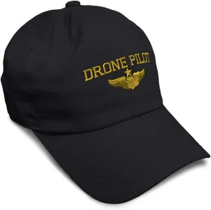 Soft Baseball Cap Drone Pilot Gold Embroidery Insignias UFO Twill Cotton Veteran Dad Hats for Men & Women