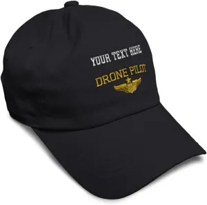 Soft Baseball Cap Drone Pilot Gold Embroidery Insignias UFO Twill Cotton Veteran Dad Hats for Men & Women