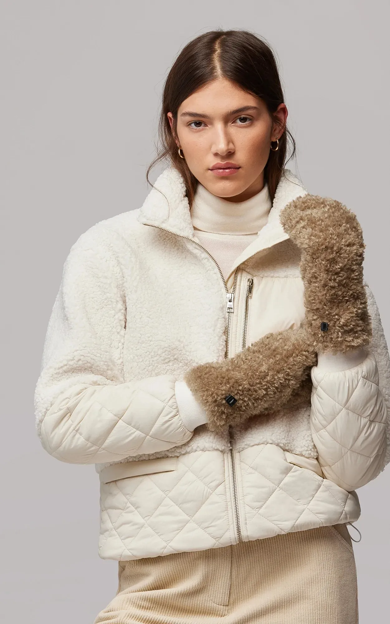 Soia & Kyo Callie Faux Shearling Mittens- Toffee
