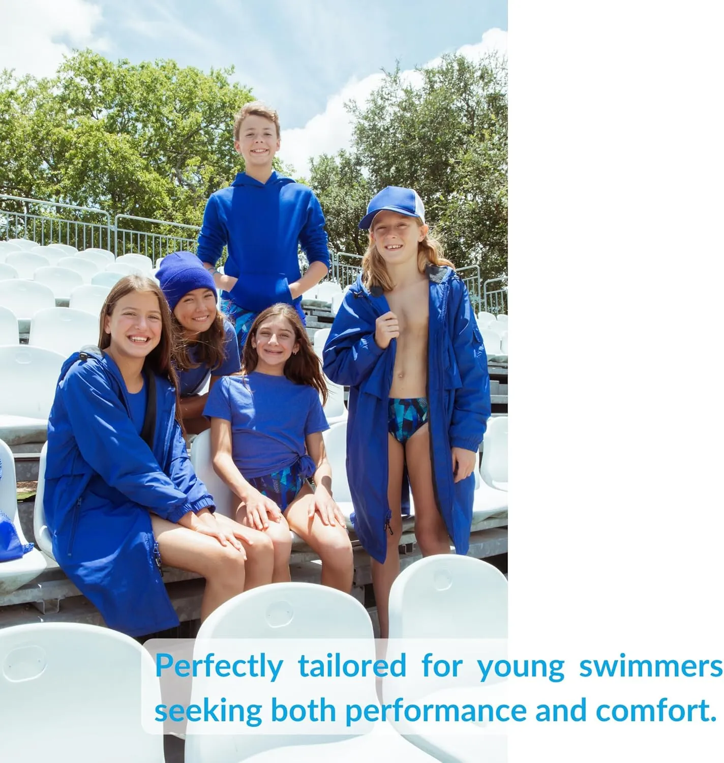 Sporti Youth Swim Parka with Comfort Plush Fleece Lining, Multi Pocket Zipper - Water Resistant Swim Coats for Boys & Girls