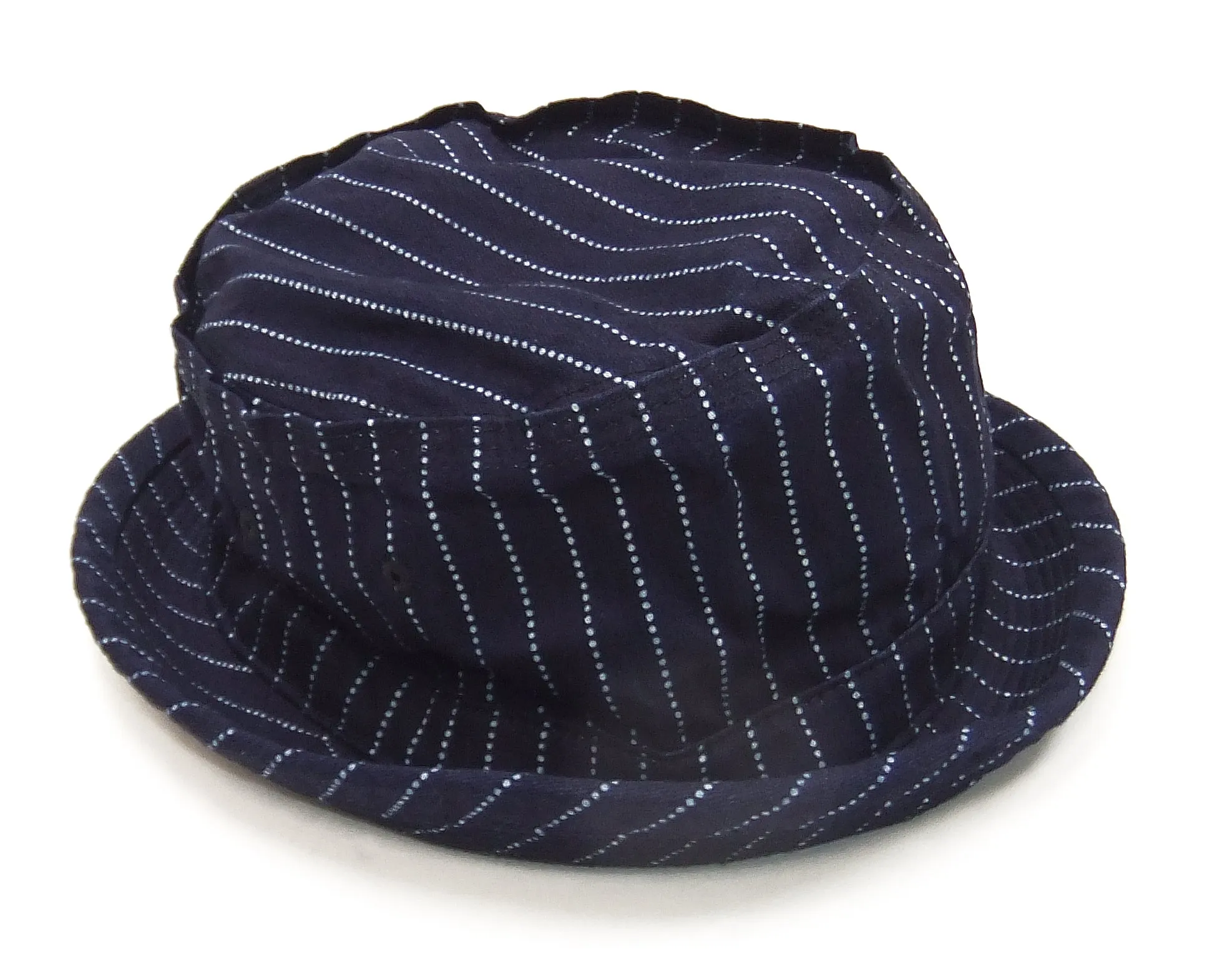 Sugar Cane Wabash Stripe Pork Pie Hat Men's Casual Upturned Short Brim Porkpie Hat SC02467 Navy-Blue
