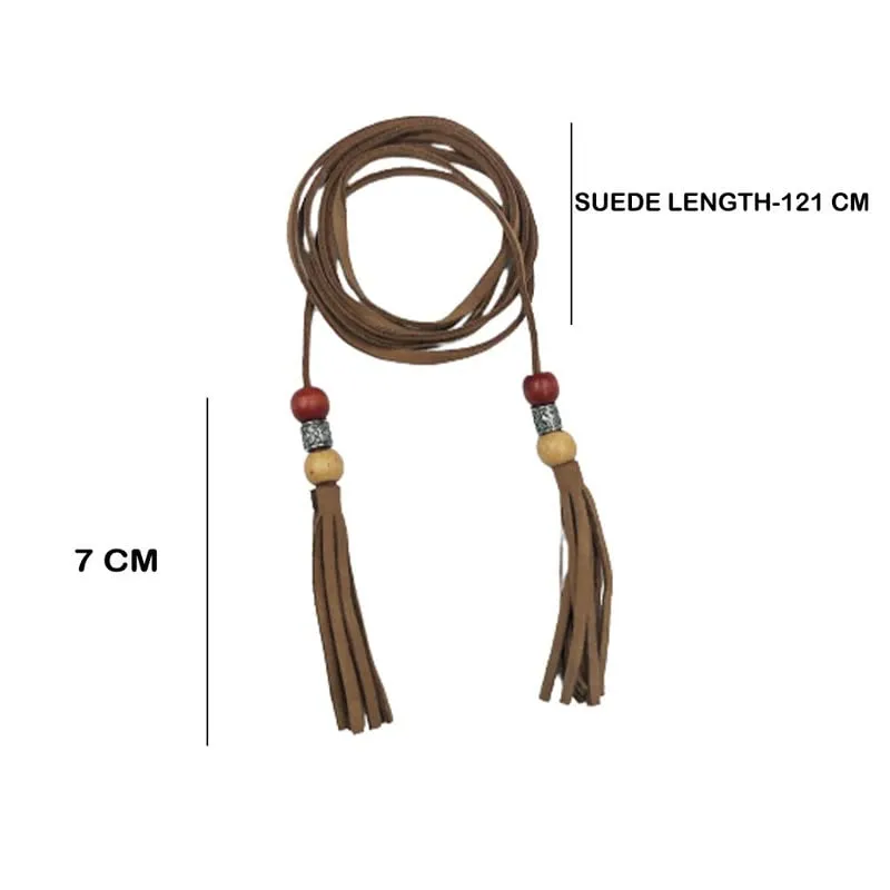 Tassel Cord Rope Waist Belt With Beads
